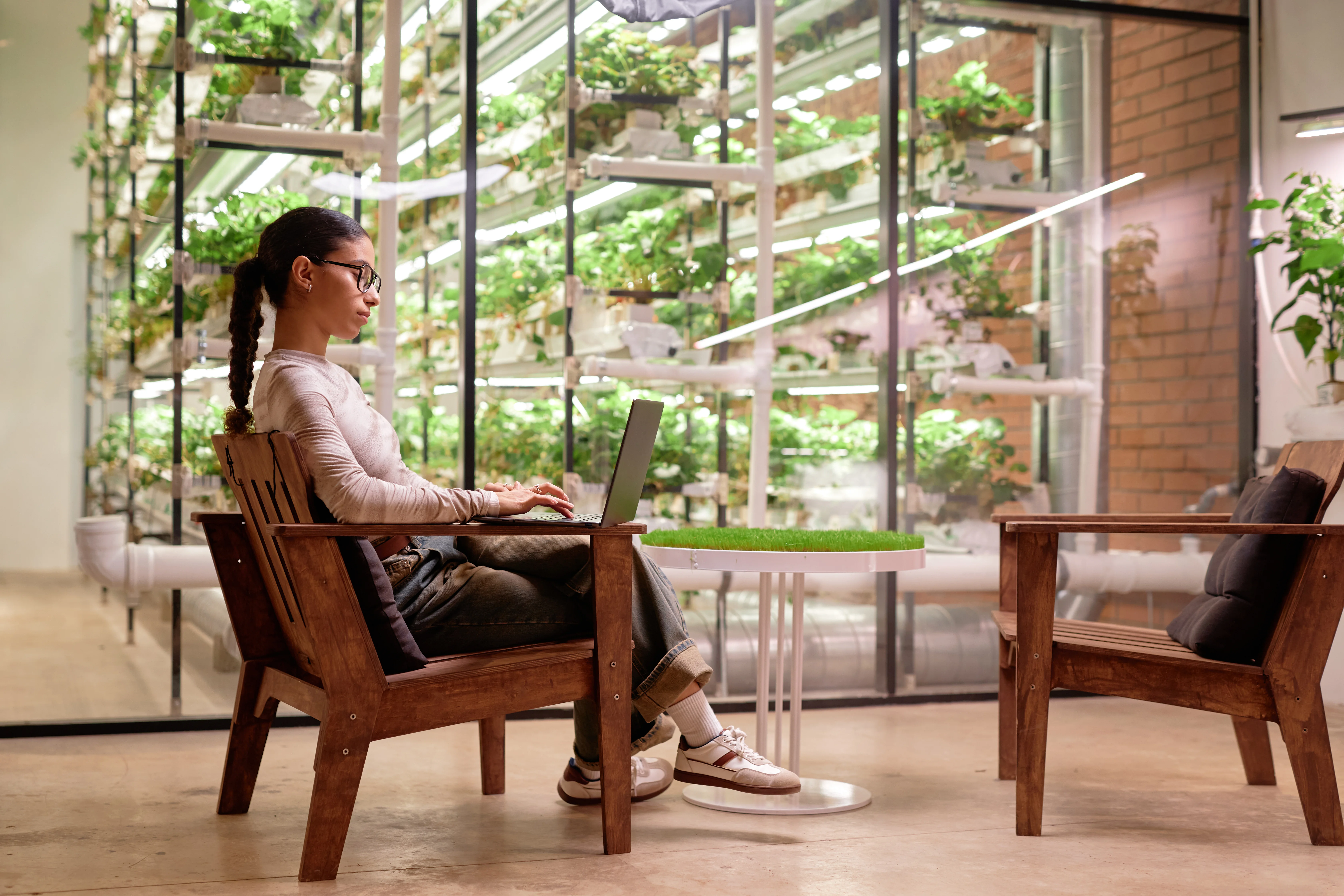 Team collaboration in modern creative workspace